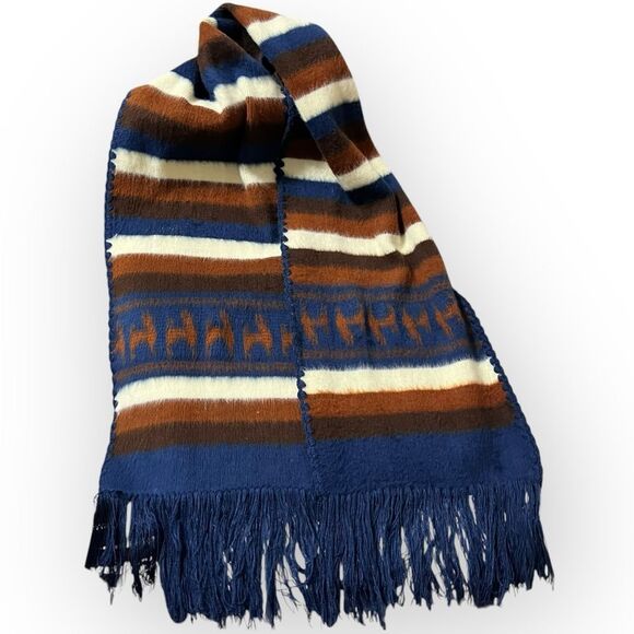 Alpaca ๐ฆ scarf Unisex Mens Womens Striped Fringed Hand Sewn Wrapped Edge - Picture 5 of 11